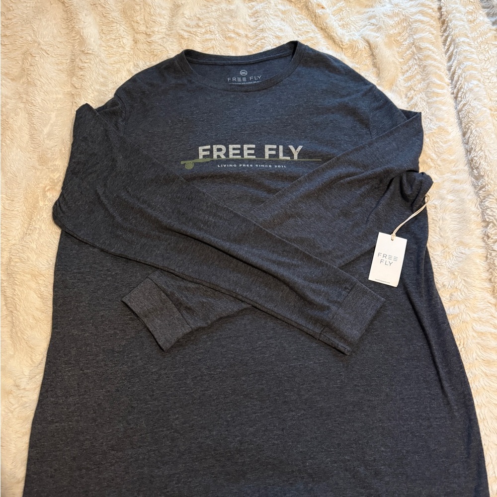 NWT- Free Fly Men's Gray Long Sleeve Shirt- XXL
